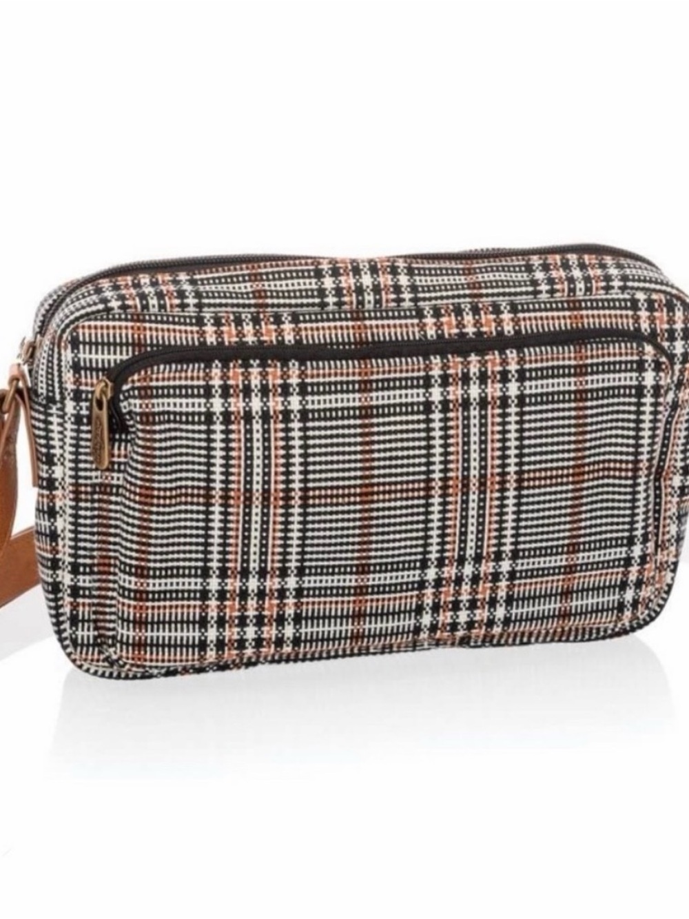 thirty-one Plaid Crossbody - Black, Brown & Cream